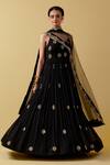 Buy_Ikshita Choudhary_Black Georgette, Net Embroidery V-neck Hand Anarkali Set _at_Aza_Fashions