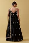 Shop_Ikshita Choudhary_Black Georgette, Net Embroidery V-neck Hand Anarkali Set _at_Aza_Fashions