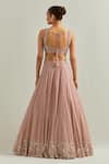 Shop_Ikshita Choudhary_Pink Organza Embroidery, Sequins Scoop Neck Baby Hand Lehenga Set _at_Aza_Fashions