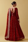 Shop_Ikshita Choudhary_Red Georgette Embroidery, Sequins Scoop Neck Hand Anarkali Set _at_Aza_Fashions