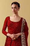 Shop_Ikshita Choudhary_Red Georgette Embroidery, Sequins Scoop Neck Hand Anarkali Set _Online_at_Aza_Fashions