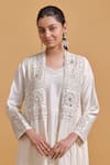 Gulabo By Abu Sandeep_Off White Modal, Chanderi Sequins, Embroidery Designer Jacket Kurta Pant Set _at_Aza_Fashions