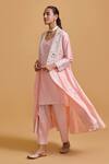 Shop_Gulabo By Abu Sandeep_Pink Modal, Chanderi Embroidery, Mirrors Round Neck, Jacket Set _Online_at_Aza_Fashions