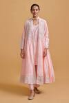 Buy_Gulabo By Abu Sandeep_Pink Modal, Chanderi Embroidery, Mirrors Round Neck, Jacket Set _at_Aza_Fashions