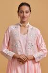 Buy_Gulabo By Abu Sandeep_Pink Modal, Chanderi Embroidery, Mirrors Round Neck, Jacket Set 