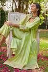 Buy_Gulabo By Abu Sandeep_Green Modal, Chanderi Sequins, Embroidery Open Neck, Pista Kurta Set _Online