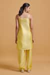 Gulabo By Abu Sandeep_Yellow Modal, Chanderi Embroidery Round Neck, Kurta Set _Online_at_Aza_Fashions