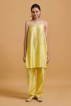 Buy_Gulabo By Abu Sandeep_Yellow Modal, Chanderi Embroidery Round Neck, Kurta Set _Online_at_Aza_Fashions