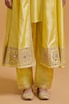 Shop_Gulabo By Abu Sandeep_Yellow Modal, Chanderi Embroidery Round Neck, Kurta Set _Online_at_Aza_Fashions
