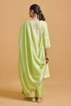 Shop_Gulabo By Abu Sandeep_Pink Modal, Chanderi Embroidery Pista Green Dupatta _at_Aza_Fashions