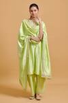 Gulabo By Abu Sandeep_Pink Modal, Chanderi Embroidery Pista Green Dupatta _Online_at_Aza_Fashions