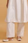 Gulabo By Abu Sandeep_Off White Modal, Chanderi Embroidery Split V-neck Kurta Pant Set _Online_at_Aza_Fashions