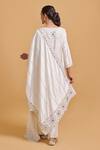 Gulabo By Abu Sandeep_Off White Modal, Chanderi Embroidery Split V-neck Kurta Pant Set _at_Aza_Fashions