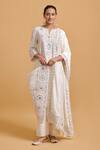 Buy_Gulabo By Abu Sandeep_Off White Modal, Chanderi Embroidery Split V-neck Kurta Pant Set 