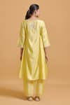 Shop_Gulabo By Abu Sandeep_Yellow Modal, Chanderi Sequins, Embroidery V-neck Kurta Set _at_Aza_Fashions