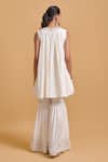 Gulabo By Abu Sandeep_Off White Modal, Chanderi Embroidery Round Neck Kurta And Gharara Set _Online_at_Aza_Fashions