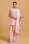 Buy_Gulabo By Abu Sandeep_Pink Modal, Chanderi Sequins, Mirrors Round Neck Designer Kurta And Gharara Set _Online_at_Aza_Fashions