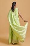 Shop_Gulabo By Abu Sandeep_Green Modal, Chanderi Embroidery Round Neck Pista Kurta Gharara Set _at_Aza_Fashions