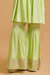 Buy_Gulabo By Abu Sandeep_Green Modal, Chanderi Embroidery Round Neck Pista Kurta Gharara Set _Online_at_Aza_Fashions