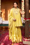 Buy_Gulabo By Abu Sandeep_Yellow Modal, Chanderi Sequins, Beads, Embroidery Designer Kurta And Gharara Set _at_Aza_Fashions