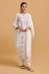 Buy_Gulabo By Abu Sandeep_Off White Modal, Chanderi Embroidery Dupatta _at_Aza_Fashions