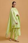 Gulabo By Abu Sandeep_Green Modal, Chanderi Embroidery Pista Dupatta _Online_at_Aza_Fashions