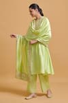 Buy_Gulabo By Abu Sandeep_Green Modal, Chanderi Embroidery Pista Dupatta _at_Aza_Fashions
