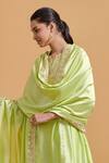 Buy_Gulabo By Abu Sandeep_Green Modal, Chanderi Embroidery Pista Dupatta _Online_at_Aza_Fashions