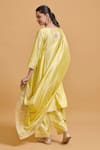 Shop_Gulabo By Abu Sandeep_Yellow Modal, Chanderi Embroidery Dupatta Set _at_Aza_Fashions