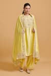 Buy_Gulabo By Abu Sandeep_Yellow Modal, Chanderi Embroidery Dupatta Set _at_Aza_Fashions