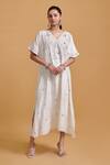 Buy_Gulabo By Abu Sandeep_Off White Modal, Chanderi Embroidery V-neck Kaftan _at_Aza_Fashions