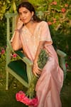 Shop_Gulabo By Abu Sandeep_Pink Modal, Chanderi Embroidery V-neck Kaftan _Online_at_Aza_Fashions