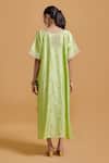 Shop_Gulabo By Abu Sandeep_Green Modal, Chanderi Sequins, Embroidery V-neck Pista Kaftan _at_Aza_Fashions