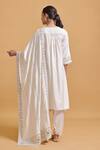 Shop_Gulabo By Abu Sandeep_Off White Modal, Chanderi Embroidery V-neck Designer Kurta And Salwar Set _at_Aza_Fashions