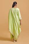 Shop_Gulabo By Abu Sandeep_Green Modal, Chanderi Embroidery V-neck Pista Kurta And Salwar Set _at_Aza_Fashions