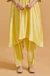 Buy_Gulabo By Abu Sandeep_Yellow Modal, Chanderi Embroidery V-neck Kurta Set _Online_at_Aza_Fashions