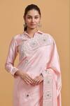Gulabo By Abu Sandeep_Pink Modal, Chanderi Sequins, Embroidery Designer Saree _Online_at_Aza_Fashions