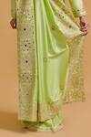 Gulabo By Abu Sandeep_Green Modal, Chanderi Sequins, Embroidery Pista Designer Saree _at_Aza_Fashions