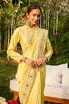 Buy_Gulabo By Abu Sandeep_Yellow Modal, Chanderi Mirrors, Embroidery Designer Saree _Online_at_Aza_Fashions