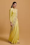 Shop_Gulabo By Abu Sandeep_Yellow Modal, Chanderi Mirrors, Embroidery Designer Saree _Online_at_Aza_Fashions