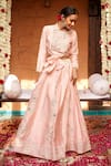 Buy_Gulabo By Abu Sandeep_Pink Modal, Chanderi Sequins, Embroidery Lehenga Skirt _at_Aza_Fashions
