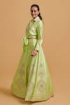 Gulabo By Abu Sandeep_Green Modal, Chanderi Embroidery Pista Lehenga Skirt _Online_at_Aza_Fashions