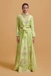 Buy_Gulabo By Abu Sandeep_Green Modal, Chanderi Embroidery Pista Lehenga Skirt _at_Aza_Fashions