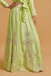 Buy_Gulabo By Abu Sandeep_Green Modal, Chanderi Embroidery Pista Lehenga Skirt _Online_at_Aza_Fashions
