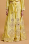 Gulabo By Abu Sandeep_Yellow Modal, Chanderi Embroidery Lehenga Skirt _at_Aza_Fashions