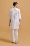 Gulabo By Abu Sandeep_Off White Modal, Chanderi Embroidery, Mirrors Mandarin Collar Kurta Pant Set _Online_at_Aza_Fashions