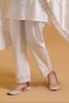 Gulabo By Abu Sandeep_Off White Modal, Chanderi Embroidery, Mirrors Mandarin Collar Kurta Pant Set _at_Aza_Fashions