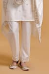 Buy_Gulabo By Abu Sandeep_Off White Modal, Chanderi Embroidery, Mirrors Mandarin Collar Kurta Pant Set 