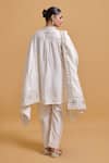 Shop_Gulabo By Abu Sandeep_Off White Modal, Chanderi Embroidery, Mirrors Mandarin Collar Kurta Pant Set _at_Aza_Fashions