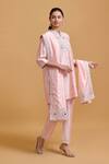 Gulabo By Abu Sandeep_Pink Modal, Chanderi Embroidery Mandarin Collar Kurta Set _at_Aza_Fashions